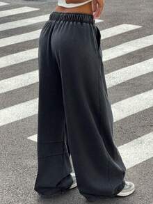 Muchica Cotton Washed Distressed Balloon  Wide Leg Pants With Elastic Waistband,Summer/Spring Outfits For Women,Going Out - Black - View 2