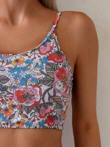 Swim Vcay Random Printed Tankini Set For Beach In Summer Vacation Two Pieces Sethigh Waisted Bikini Set - Multicolor - View 5