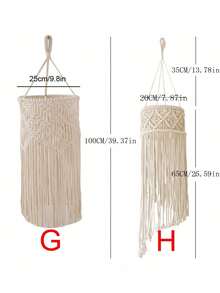 1PC Bohemian Style Tassel Pendant Decor Woven Rope Lampshade Cover Ceiling Light Fixture Decoration Charm Hanging Ornament For Living Room Bedroom Nursery Wedding Party Home Decor Accessory Handmade No Light Included - Ivory - View 14