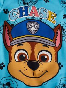SHEIN | PAW Patrol Bộ đồ ngủ mùa hè tay ngắn cổ tròn in hình hoạt hình dễ thương, kiểu dáng thường ngày, dành cho bé trai. - Màu xanh Cadet - Xem 8