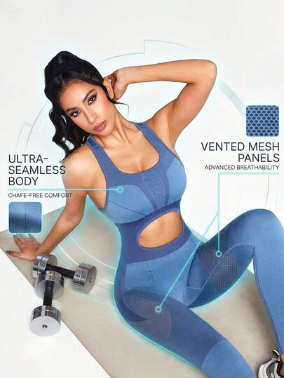 Innovista 女士无缝双色运动连体裤，内置胸罩，可拆卸胸垫，几何赛车条纹，运动弹力瑜伽健身房连体运动服，网眼镂空透气秋季运动收腹提臀设计，休闲运动服，适合办公室到健身房、居家办公、跑步、骑行、高强度间歇训练、舒适运动、有氧运动、骑行、CrossFit、户外运动、健康运动、TT、爆款、IG、Reels、FYP、INSTA、OOTD、灰色、蓝色、职场妈妈、健身、性能装备、简约、自然色调、干净女孩、普拉提、公主、网红、时尚、百搭、日常穿着、耐用、优质、拉丁美洲、欧洲、更年期友好、返校季、活力秋季健身系列平台热销，品质替代品，价格实惠，预算友好，健身服，体能训练，有氧运动，Gymtok，滑雪，冬季，实用时尚