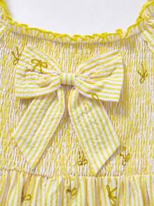SHEIN ChillGRL Gaun Tanpa Lengan Motif Bunga Lembut untuk Remaja Putri - Kuning - View 3