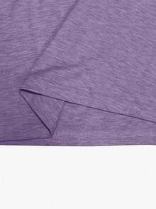 EMERY ROSE Áo thun ngắn tay đơn sắc tối giản dành cho nữ, thích hợp mặc hàng ngày. - Màu tím - Xem 5
