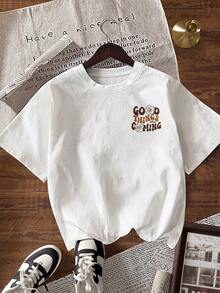 EMERY ROSE 休闲标语印花短袖T恤，夏季 - 白色 - 查看 2