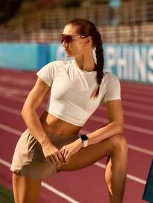 GLOWMODE 追逐你的节奏 腰部长度 超轻速干 弧形下摆缝线 反光常规版型 圆领T恤 跑步 训练 网球 日常运动服 - 白色 - 查看 7