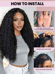 Boho Braids 1 Tóc giả móc sợi màu đen tự nhiên sóng sâu, tóc thật Remy, kiểu sợi lông vũ, tóc bện móc sợi mượt mà, không đường nối, vô hình, không nút thắt, đã được tách sẵn, dài 18-24 inch, 50g - SNatural - Xem 6