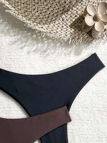 Swim SXY 女士黑色和棕色性感沙滩比基尼泳裤，适合夏季度假 - 彩色 - 查看 4