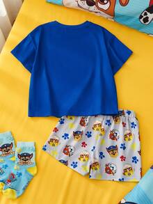 SHEIN | PAW Patrol 男童卡通印花短袖上衣和短裤两件套 - 彩色 - 查看 3