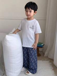 Dazy Kids 男童宽松圆领短袖休闲夏季睡衣 - 藍白色 - 查看 4