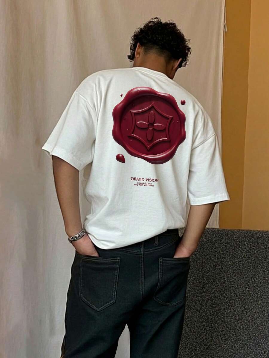 SWAVVY 男士丝网印刷白色短袖T恤 - 白色 - 查看 1