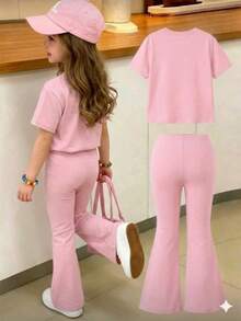 Conjunto playera y pantalón con estampados - rosa - Ver 2