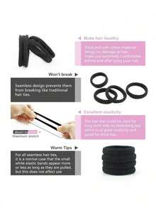 Dây buộc tóc co giãn tối giản, không đường may, phù hợp cho nữ giới sử dụng hàng ngày, dây buộc tóc đuôi ngựa thông thường, băng đô tóc. - Nhiều màu - Xem 6