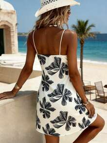 Balvessa Vacation Casual Spaghetti Strap Women Short Dress - Multicolor - View 2