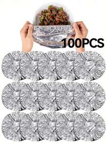 100片装铝箔隔热罩，适用于厨房和餐桌 - 可重复使用，保温保鲜，适合野餐、露营和居家使用，露营食物保温罩|食品安全罩|可重复使用食品保鲜膜，冰箱收纳整理 - 彩色 - 查看 10
