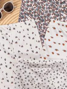 Bộ 4 món (dành cho bé gái 6 tháng - 2-3 tuổi) gồm quần legging in họa tiết hoa lá và trái cây, chất liệu vải mềm nhẹ, thích hợp mặc hàng ngày, dạo phố, dã ngoại, mùa xuân/hè/thu. - Nhiều màu - Xem 3