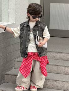 DAZY 男童时尚牛仔夹克 - 灰色 - 查看 4