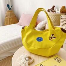 Joivida 1Pc/2Pcs New Cute Cartoon Embroidered Canvas Bag, Portable Handbag For Office & Daily Use - Yellow - View 6