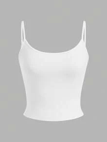 SHEIN EZwear 4件套女士紧身露脐休闲背心，粉色、蓝色、黄色、白色，适合夏季穿着 - 彩色 - 查看 8