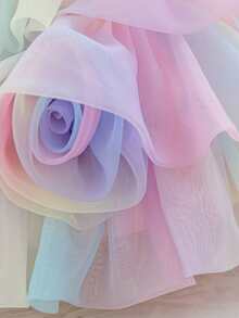 Glamorique Kids Robe de princesse en tulle pour filles, jupe bouffante, robe de demoiselle d'honneur pour anniversaire, costume de danse pour enfants - Rose bonbon - Voir 7
