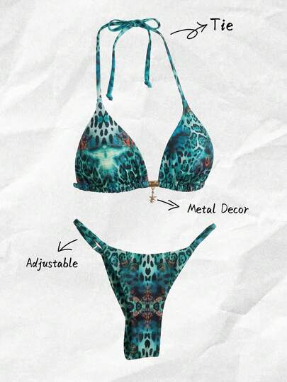 Elavelle 春假女士纯色吊带性感比基尼泳衣套装