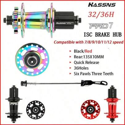 HASSNS PRO7 36-Hole Mountain Bike Stunt Pegs, 120 Decibels, 6-Claw Disc Brake, Cassette HG Hub Compatible With 7-12 Speed