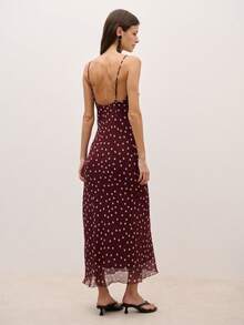 Nöista Women's Polka Dot And Lace Spaghetti Strap Dress - Brown - View 2
