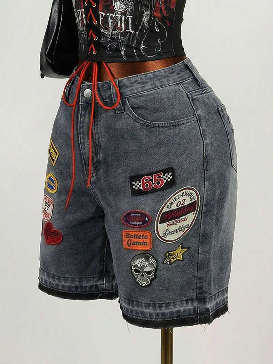 Mistrie Women's Casual Washed Distressed Denim Shorts - Black - View 1