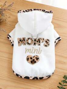 PETSIN 一件猫狗通用服装，绣有“我爱妈妈”字样的连帽衫，充满爱意，宠物休闲上衣 - 白色 - 查看 1