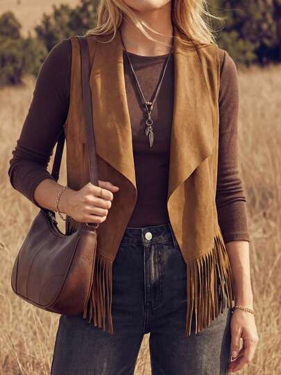 Wildy Cappotto aperto con frange