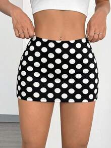 SHEIN EZwear 两件套黑白波点迷你裙，百搭甜美，适合夏季嘉年华、音乐节、派对季、毕业季、返校季、海滩度假等场合。 - 彩色 - 查看 3