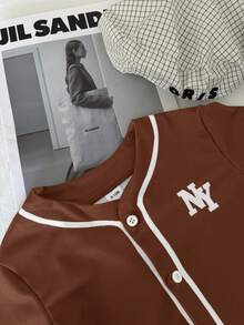 Playful Pals 男婴时尚街头运动足球/篮球球衣款短袖T恤和短裤套装 - 棕色 - 查看 5