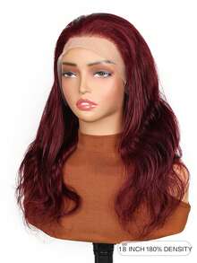Women' Burgundy 13x4 Transparent Lace Front Wigs Human Hair Pre Plucked With Baby Natural Wavy Wig With 99J Red Body Wave, Long Wavy For Daily 180% Density - S99J - View 4