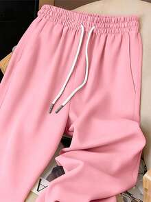 Resyla Retro American Y2K Style Minimalist Women Sweatpants - Baby Pink - View 3