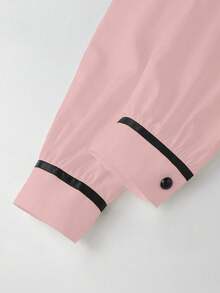 SHEIN Franclia 撞色休闲户外衬衫，简约休闲风，适合户外通勤穿着。 - 粉色 - 查看 4