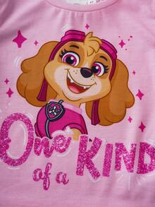 SHEIN | PAW Patrol 夏季女童休闲卡通小狗印花T恤 - 粉色 - 查看 8