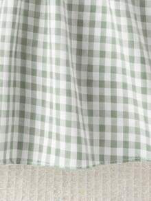 SHEIN Vintaside Kids 女童夏季休闲格子荷叶边连衣裙 - 綠色 - 查看 6