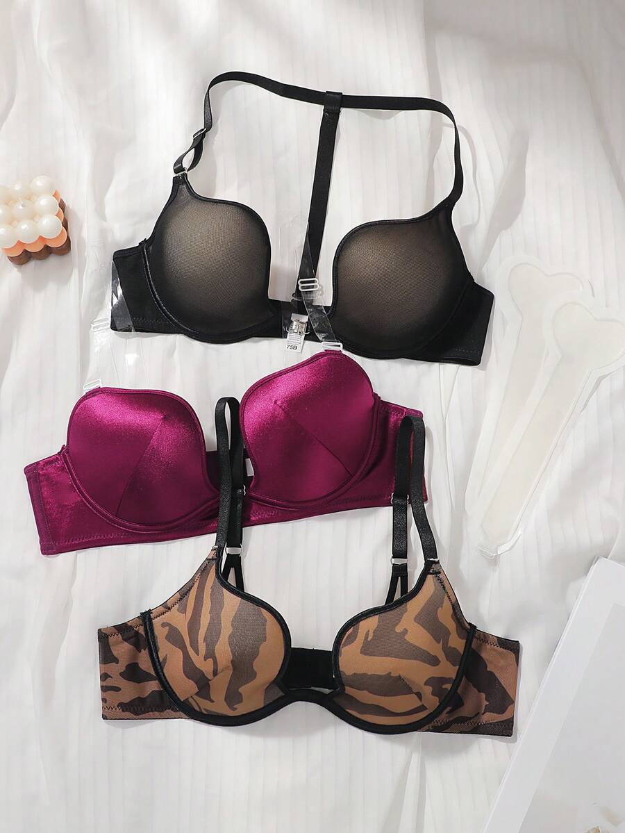 Bare Chapter 3pcs/Set Women's Underwire Bra Set - Multicolor - View 1