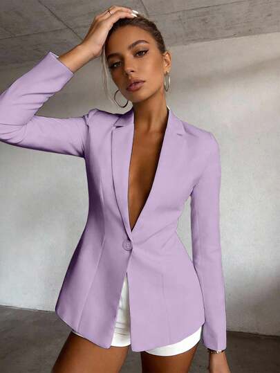 Eryvara 女士纯色简约日常长袖西装外套