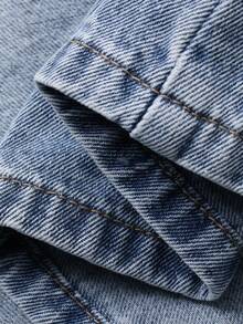 DAZY Damen Asymmetrisches Design Taillenschlitz Lässiger Denim Rock - Mittele Waschung - Übersicht 7