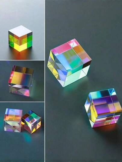 光学玻璃 X 型立方体双折射立方体：棱镜 RGB 合并分离器，教育礼品，课堂物理教具，适合 14 岁及以上人群