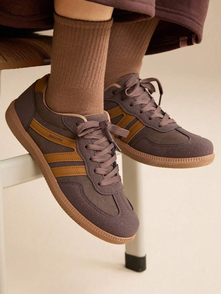 CUCCOO EASI Retro Contrasting Color Dexun Shoes Women's, Light And Breathable Daily Versatile Casual Sports Shoes, Soft-Soled Casual Board Shoes Women's