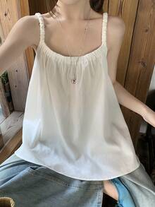 DAZY White Tie-Up Backless Camisole Top, Casual Beach/Holiday Style, Suitable For Music Festivals, Valentine's Day, Weddings - White - View 7