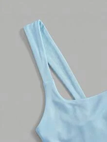 SHEIN EZwear 女士纯色基础款短款吊带背心，时尚百搭 - 彩色 - 查看 4