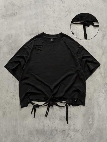 Herren einfarbiges minimalistisches lässiges Kurzarm Vintage T-Shirt