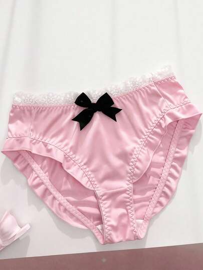 1枚 レトロレース使いカラーブロック ハイストレッチ トライアングルショーツ