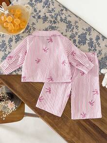 Bộ áo sơ mi dài tay kẻ sọc cài cúc và quần cho bé sơ sinh - Màu Hồng baby - Xem 10