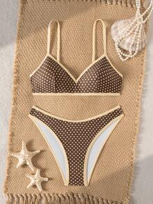 Swim Mod Bộ bikini tam giác hai mảnh in họa tiết dành cho nữ, có dây đeo mảnh điều chỉnh được. - Nhiều màu - Xem 3