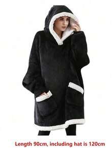 成人可穿戴连帽毯，冬季加厚浴袍，仿羊毛面料，大口袋，宽松可穿戴睡衣，仿羊毛面料加厚保暖可穿戴连帽运动衫毯，柔软毛绒连帽运动衫，均码，适合送给亲朋好友。 - 彩色 - 查看 16
