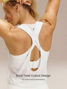 GLOWMODE Morning Miles 超轻速干及腰露背扭结背心，适合跑步、慢跑、训练、网球、高尔夫、健身等运动。 - 白色 - 查看 3