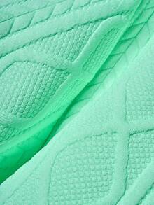 Manfinity Homme Herrset med geometrisk texturerad kortärmad skjorta och shorts i 2 delar, casual stil - Mint Grön - Visa 4